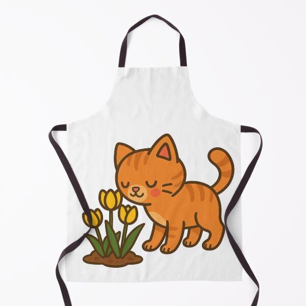 Item preview, Cute Cartoon Cat Smelling Yellow Tulips designed and sold by IraBum.