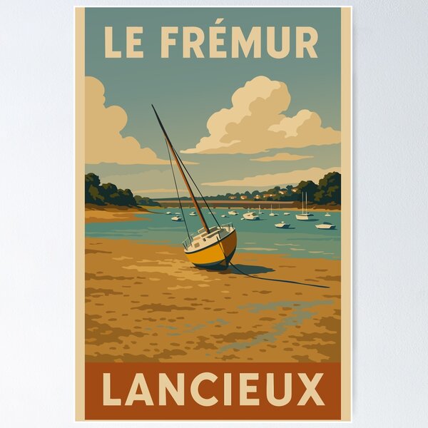 Item preview, The Frémur at low tide – Vintage poster Lancieux, Brittany designed and sold by Atelier Brume.