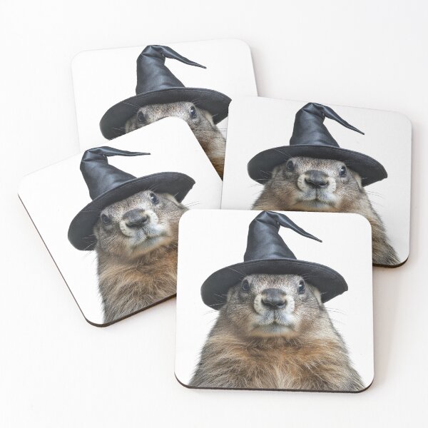 Item preview, Groundhog Wearing Halloween Witch Hat designed and sold by LazyOwlStore.