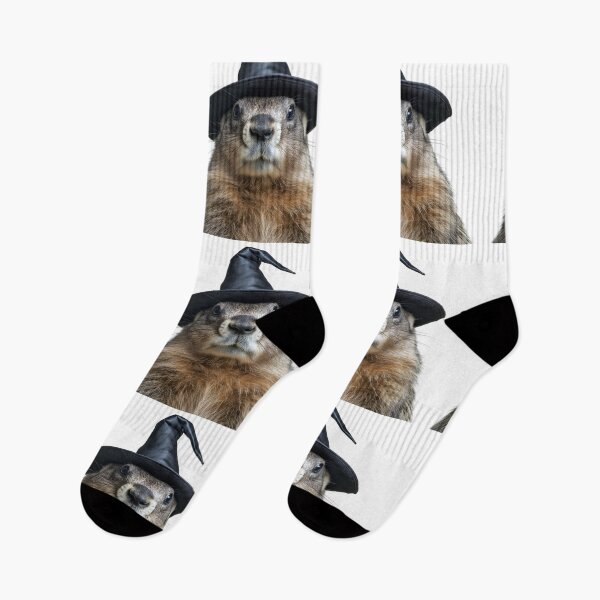 Item preview, Groundhog Wearing Halloween Witch Hat designed and sold by LazyOwlStore.