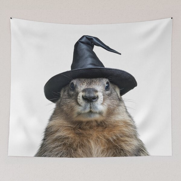 Item preview, Groundhog Wearing Halloween Witch Hat designed and sold by LazyOwlStore.