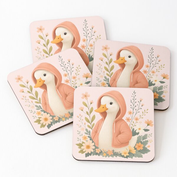 Item preview, Charming Goose in Hoodie with Floral Frame – Cute Cottagecore Animal Art designed and sold by Blinkwater Designs.