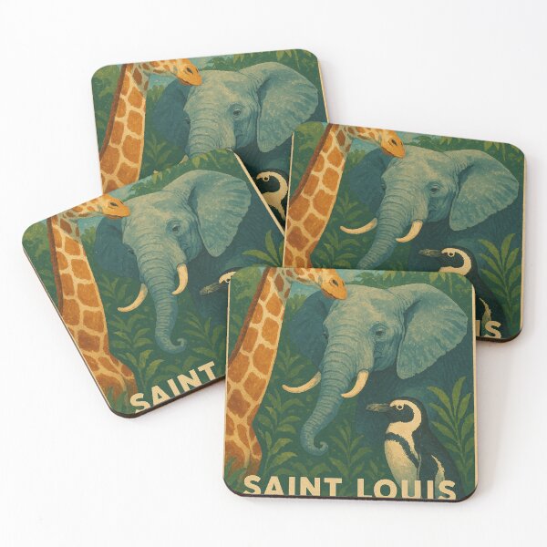 Item preview, Saint Louis Zoo Trio – Giraffe, Elephant, and Penguin designed and sold by Places On Earth.