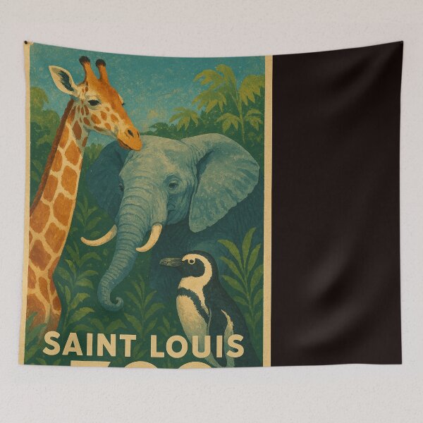 Item preview, Saint Louis Zoo Trio – Giraffe, Elephant, and Penguin designed and sold by Places On Earth.
