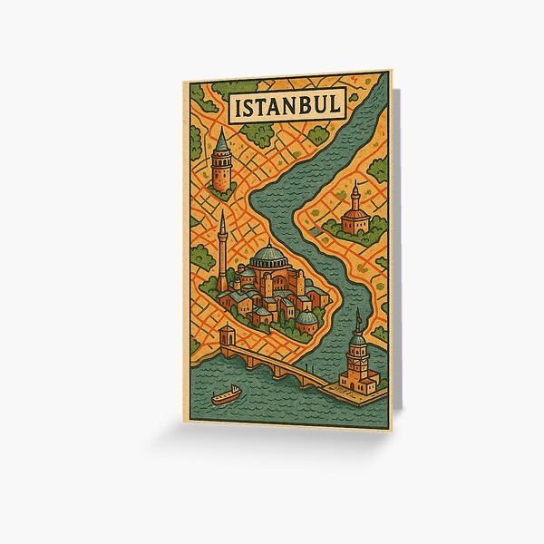 Item preview, Hand-Drawn Istanbul Map with Landmarks designed and sold by placesonearth.