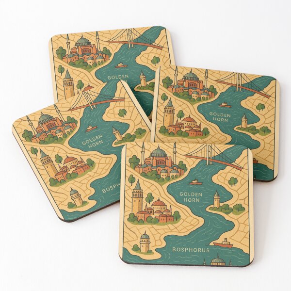 Item preview, Stylized Istanbul Map Landmarks with Bosphorus and Sea of Marmara designed and sold by Places On Earth.
