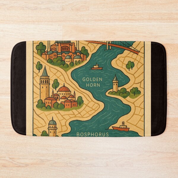 Item preview, Stylized Istanbul Map Landmarks with Bosphorus and Sea of Marmara designed and sold by Places On Earth.