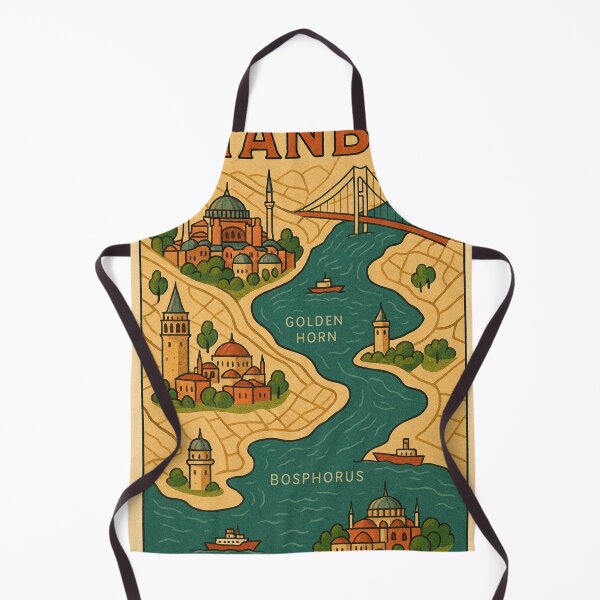 Item preview, Stylized Istanbul Map Landmarks with Bosphorus and Sea of Marmara designed and sold by Places On Earth.