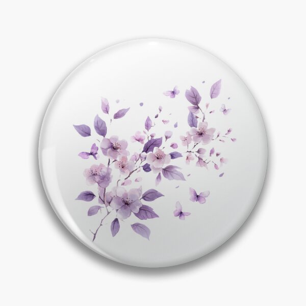 Item preview, Cherry Blossom with Purple Leaves and Butterflies – Ethereal T-Shirt, Artistic Sticker with Watercolor Blossom Design designed and sold by Zentuary.