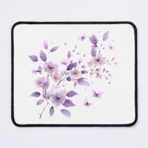Item preview, Cherry Blossom with Purple Leaves and Butterflies – Ethereal T-Shirt, Artistic Sticker with Watercolor Blossom Design designed and sold by Zentuary.