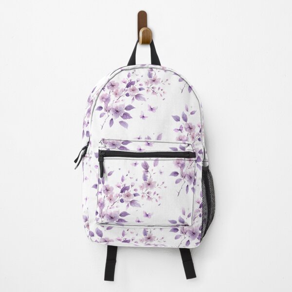 Item preview, Cherry Blossom with Purple Leaves and Butterflies – Ethereal T-Shirt, Artistic Sticker with Watercolor Blossom Design designed and sold by Zentuary.