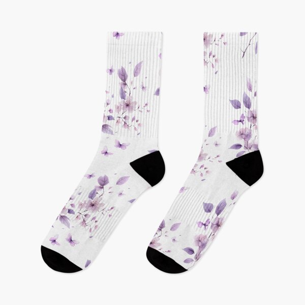 Item preview, Cherry Blossom with Purple Leaves and Butterflies – Ethereal T-Shirt, Artistic Sticker with Watercolor Blossom Design designed and sold by Zentuary.