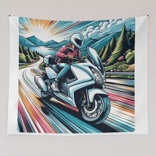 Item preview, AI Biker Touring Through Nature – Scenic Motorcycle Adventure Design for Travel, Scooter, and Outdoor Lovers designed and sold by knalpot-design.