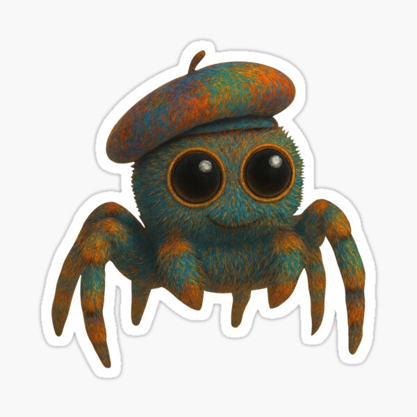 Item preview, Young jumping spider wearing an artist's cap. designed and sold by Kathy LaFollett.