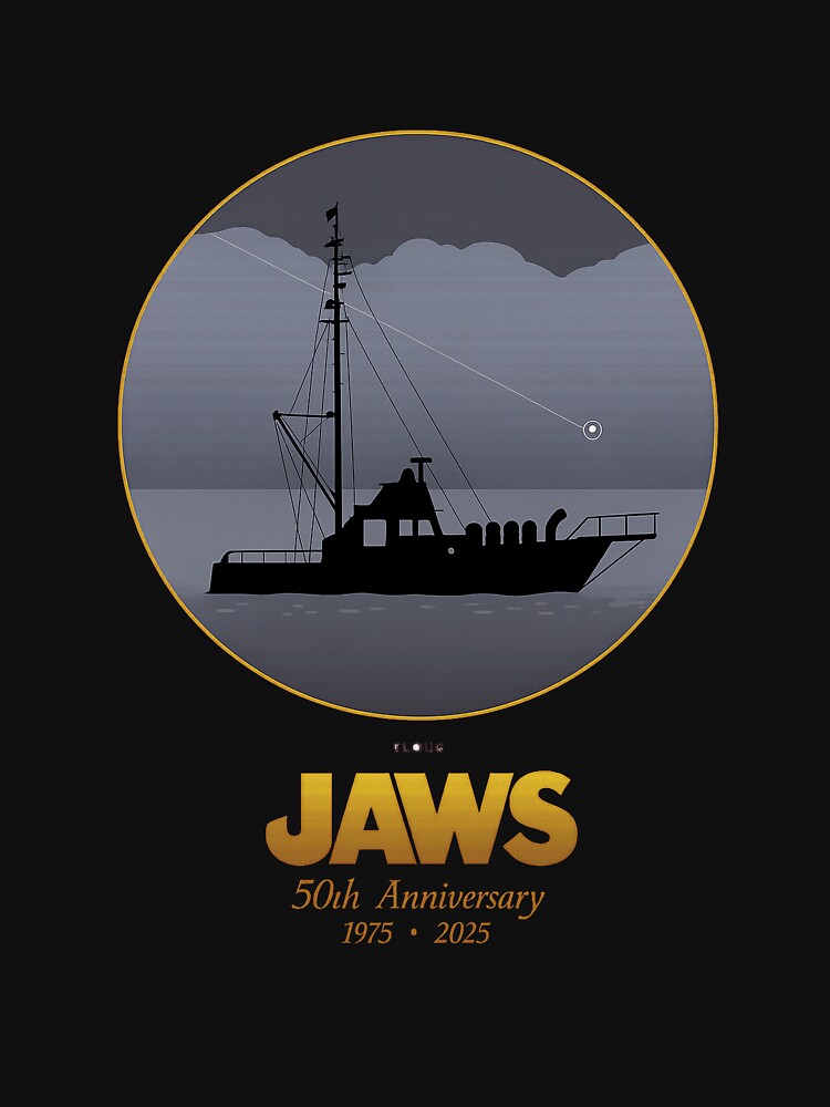 Thumbnail 7 of 7, Classic T-Shirt, Shark Boat Tribute – 50 Years at Sea (Gold Edition) designed and sold by RitaTaylor.