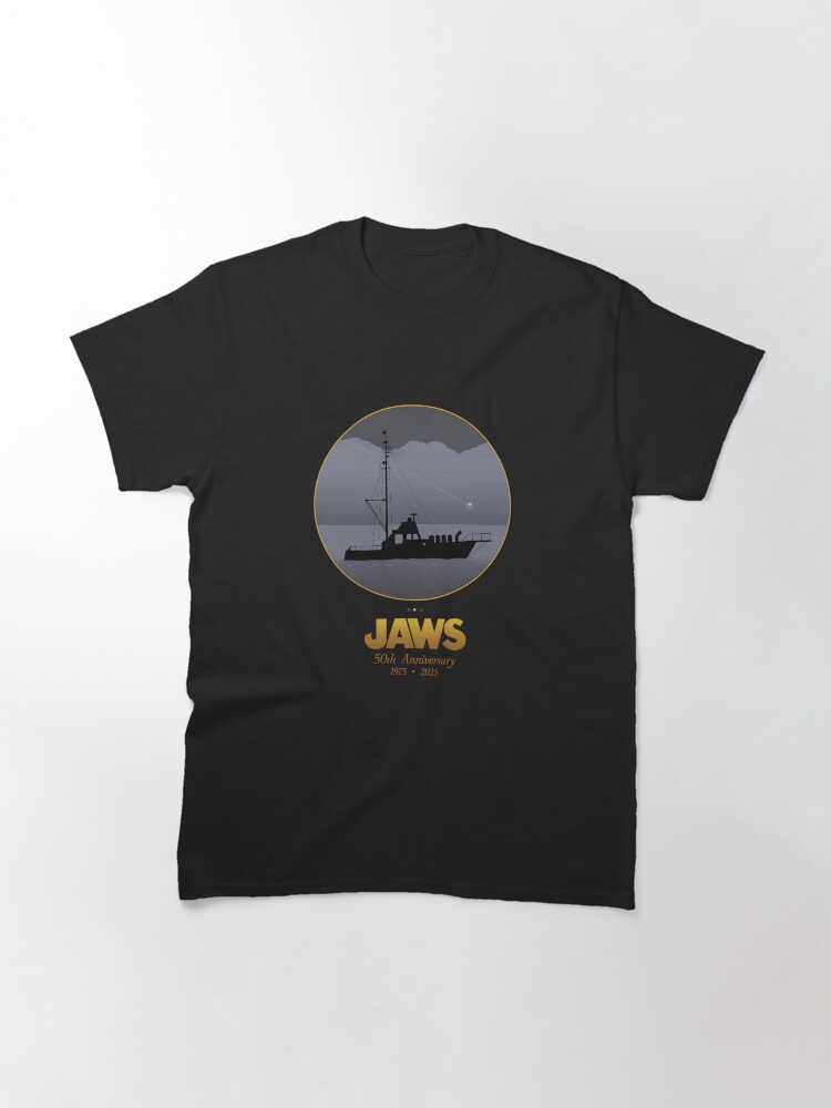 Thumbnail 3 of 7, Classic T-Shirt, Shark Boat Tribute – 50 Years at Sea (Gold Edition) designed and sold by RitaTaylor.