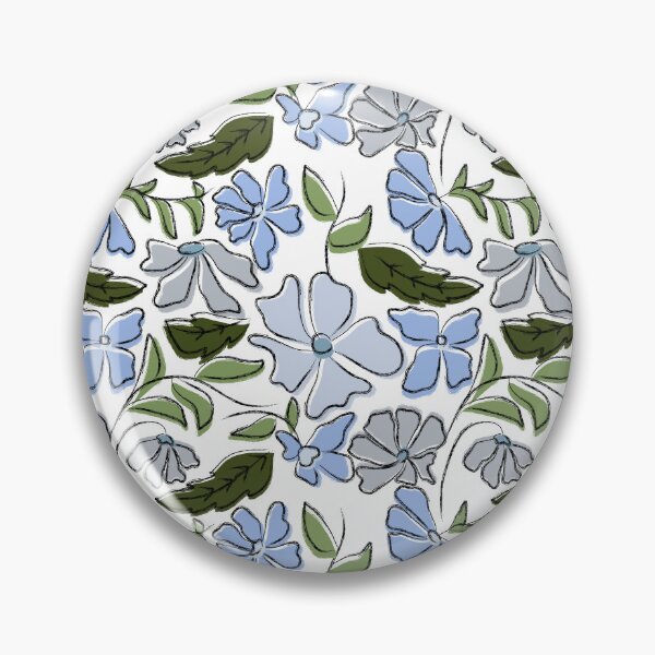 Item preview, Blue and Green Hand Drawn Floral Block Print designed and sold by idovedesign.