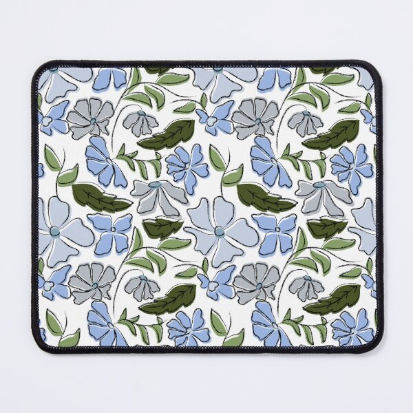 Item preview, Blue and Green Hand Drawn Floral Block Print designed and sold by idovedesign.