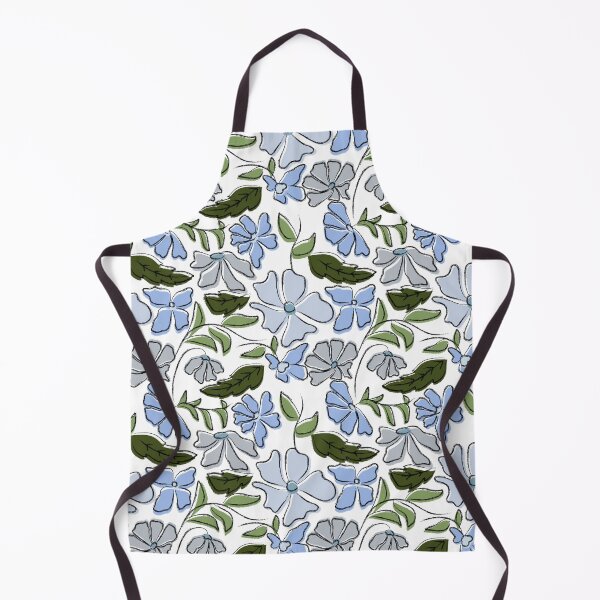 Item preview, Blue and Green Hand Drawn Floral Block Print designed and sold by idovedesign.