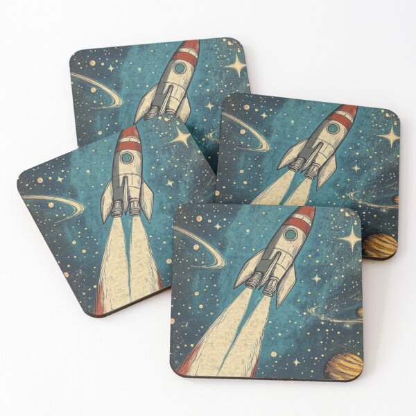Item preview, Vintage Rocket Soaring Through a Starry Space designed and sold by TeeTribeWear.