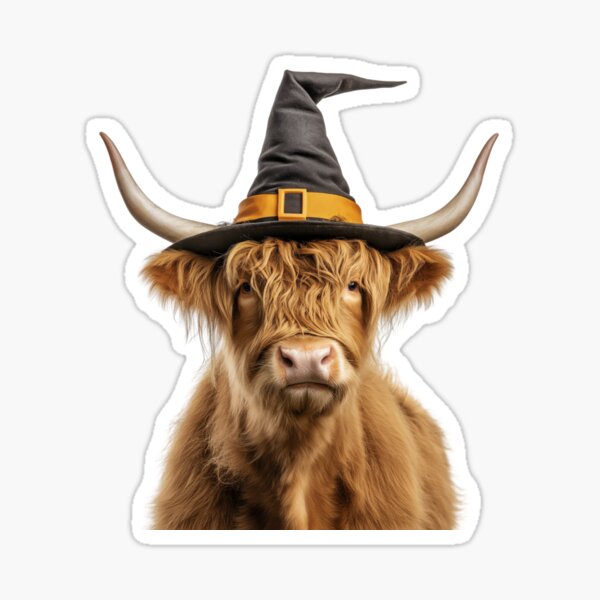 Item preview, Highland Cow Wearing Halloween Witch Hat designed and sold by LazyOwlStore.