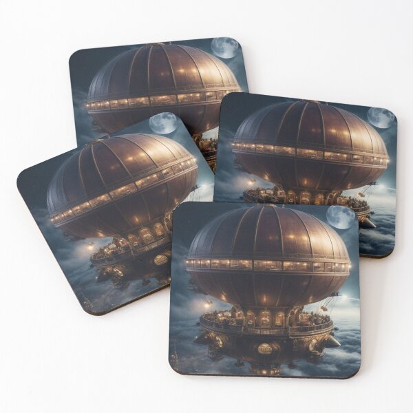 Item preview, Steampunk Airship on Night Cruise - 3 designed and sold by nyathiwa.
