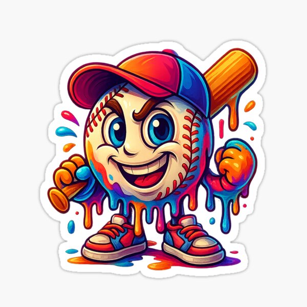 Baseball Mascot Drip Baseball Drip Baseball Ice Cream Drip Sticker