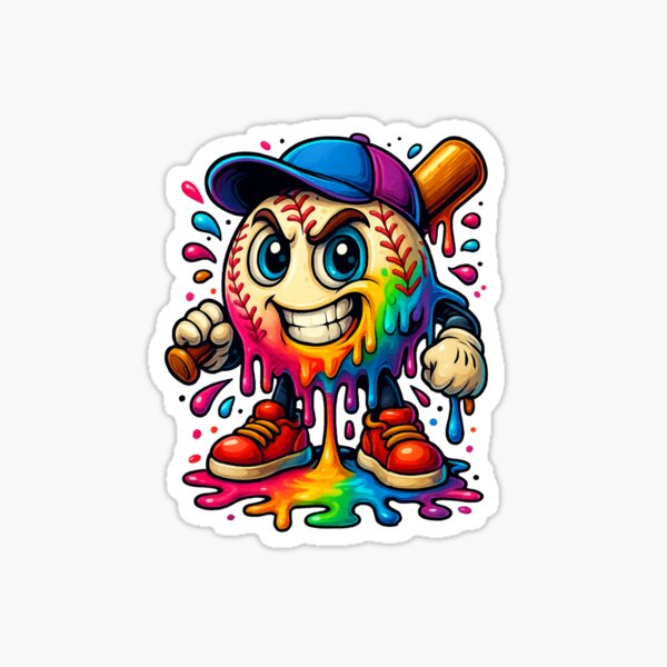 Baseball Mascot Drip Baseball Drip Baseball Ice Cream Drip Sticker