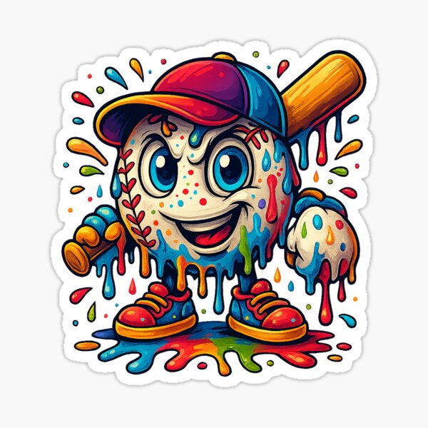 Baseball Mascot Drip Baseball Drip Baseball Ice Cream Drip Sticker