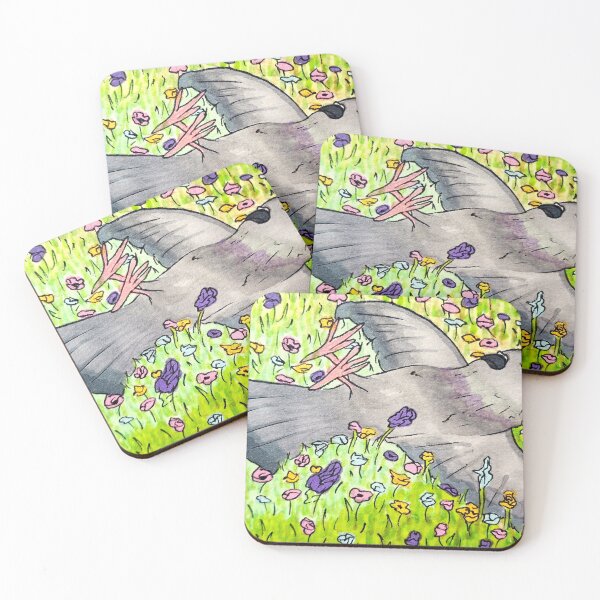 Item preview, cute pigeon in flower field  designed and sold by PretyChepPigins.