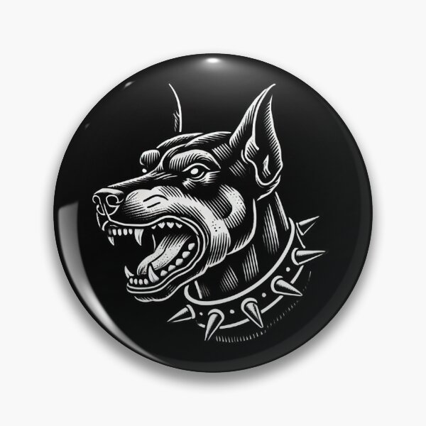Item preview, Snarling Doberman – Blackwork Tattoo Style Art designed and sold by Ghost & Gloom.