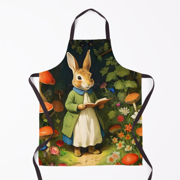 Item preview, Vintage Bunny Lady Easter Hare in the woods among Funghis illustration designed and sold by EmeraldeaArt.