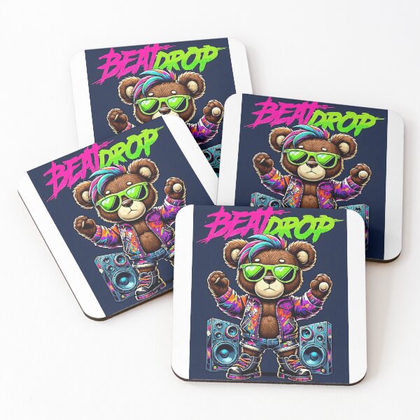 Item preview, Neon Beat Drop DJ Bear with Boomboxes - Funky Graffiti Art for Music Lovers designed and sold by VibeTCreations.