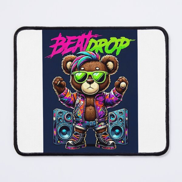 Item preview, Neon Beat Drop DJ Bear with Boomboxes - Funky Graffiti Art for Music Lovers designed and sold by VibeTCreations.