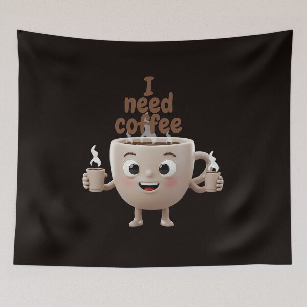 Item preview, Cute Coffee Cup Character Holding Mini Coffee Cups – Funny Coffee Lover Design designed and sold by Unlimited-Style.