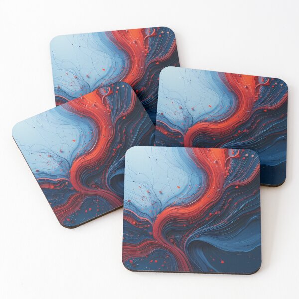 Item preview, Red Blue Paint Fluid Art Dynamic Colors Lines designed and sold by ART ATTACK ZONE.