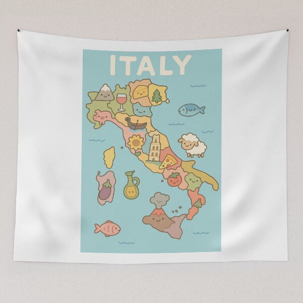 Item preview, Cute Italy Map – Kawaii Regional Icons Illustration designed and sold by 32BlackRoses.