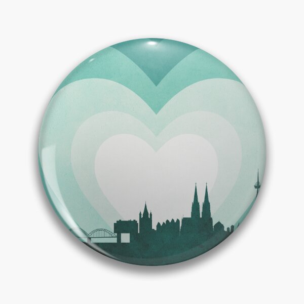 Item preview, Cologne Germany Skyline Hearts Teal designed and sold by ArtPrints.