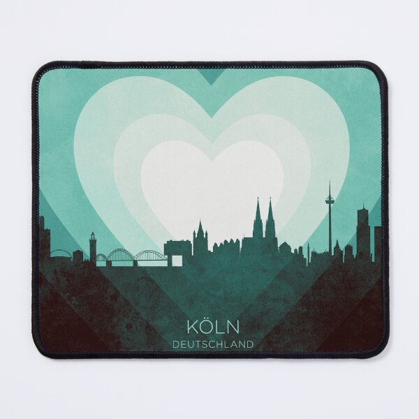 Item preview, Cologne Germany Skyline Hearts Teal designed and sold by ArtPrints.