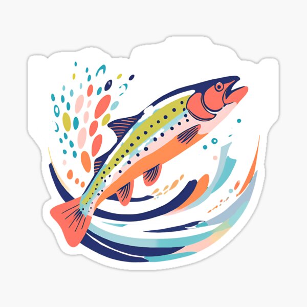Vista previa del artículo con la obra «Trucha arcoíris para los amantes de la pesca», diseñado y vendido por Chroma Dreams .