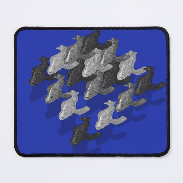Item preview, Grey Fish Tessellation – Surreal Dissolving Pattern Inspired by Escher designed and sold by Richards little art shop.