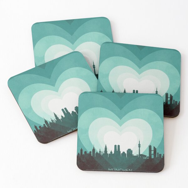 Item preview, Munich Germany Skyline Hearts Teal designed and sold by ArtPrints.