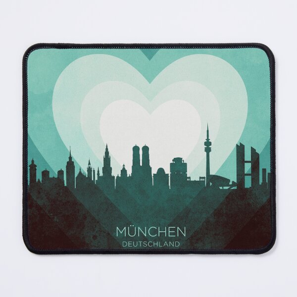 Item preview, Munich Germany Skyline Hearts Teal designed and sold by ArtPrints.