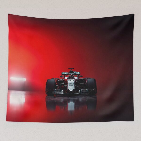 Item preview, F1 car front view with red background and reflective lights designed and sold by amithachapa.