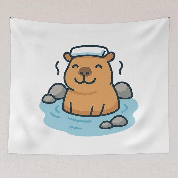Item preview, Relaxing Capybara in Hot Spring – Cute Chill Vibes Design designed and sold by 32BlackRoses.