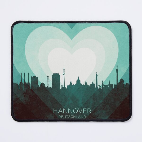 Item preview, Hannover Germany Skyline Hearts Teal designed and sold by ArtPrints.