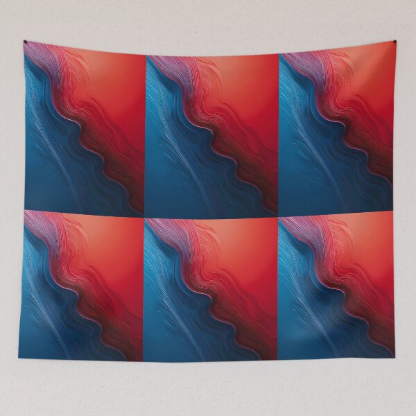 Item preview, Wall Red Blue Abstract Fluid Art Colors Lines designed and sold by ART ATTACK ZONE.