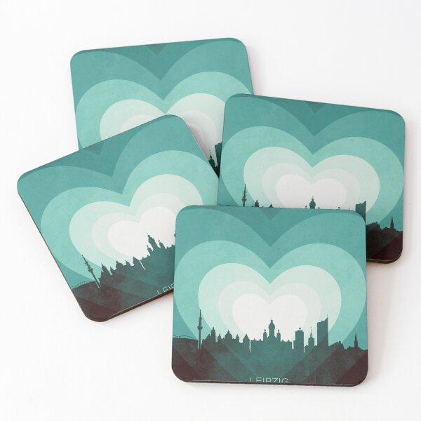 Item preview, Leipzig Germany Skyline Hearts Teal designed and sold by ArtPrints.