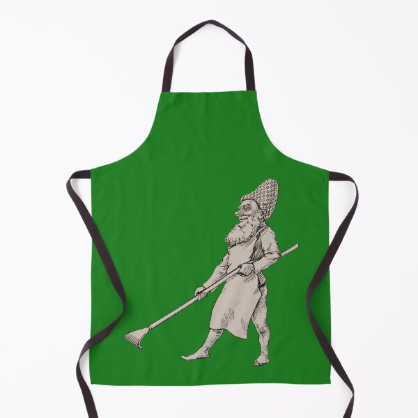 Item preview, Art by Mike Linocut Dwarf, garden gnome raking leaves designed and sold by allartbymike.