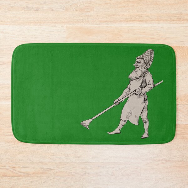 Item preview, Art by Mike Linocut Dwarf, garden gnome raking leaves designed and sold by allartbymike.